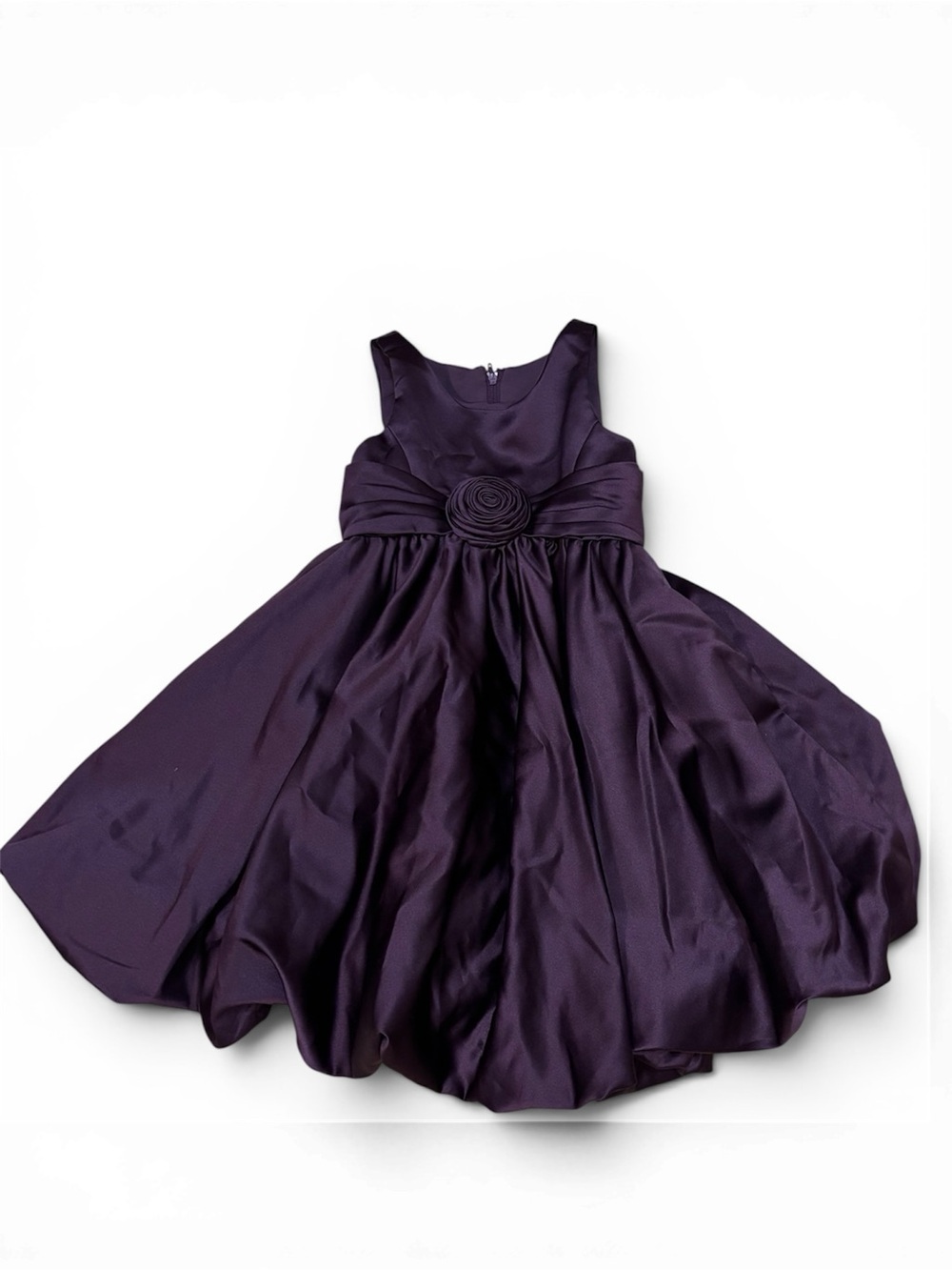 David's Bridal Girls' Sleeveless Rosette Dress - Deep Purple